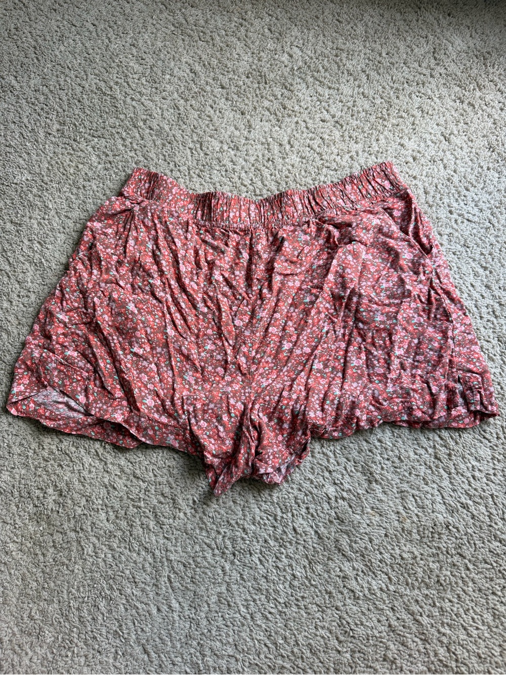 Aeropostale Coral Floral Elastic Waist Shorts